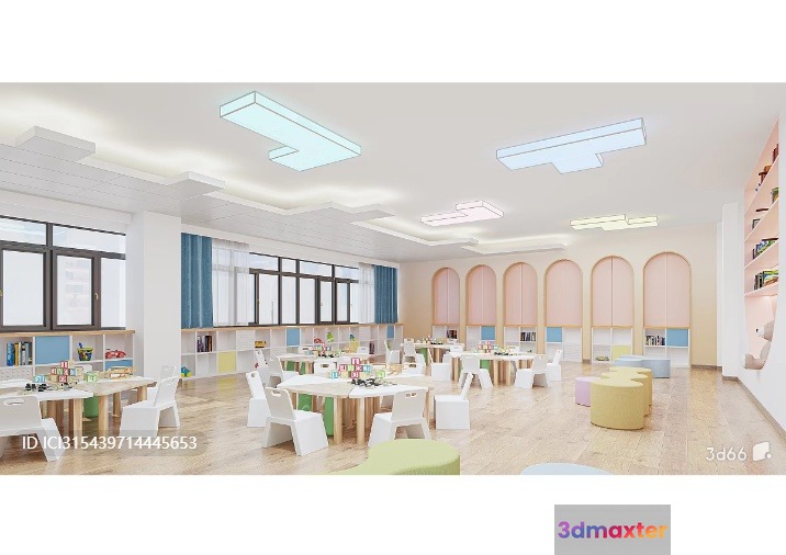 A Modern Classroom 3D Model - 18006 - VRAY Render