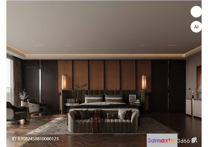 Cozy Modern Bedroom 3D Model - 1927 - VRAY Render