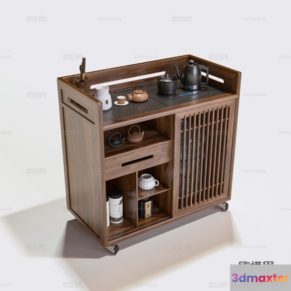 A Wooden Tea Cart 3D Model - 3715 - VRAY Render