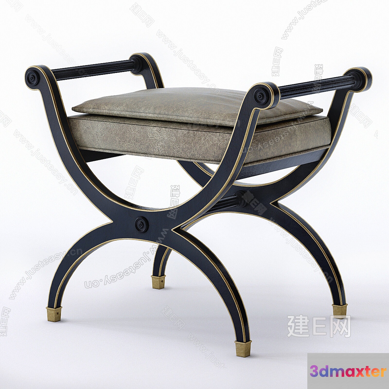 A Black And Gold Chair 3D Model - 17904 - VRAY Render