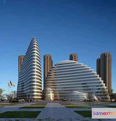 A Large Modern Building 3D Model - 7364 - VRAY Render