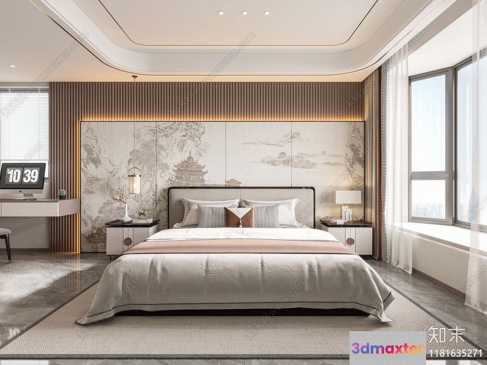 Cozy Modern Bedroom 3D Model - 18152 - VRAY Render