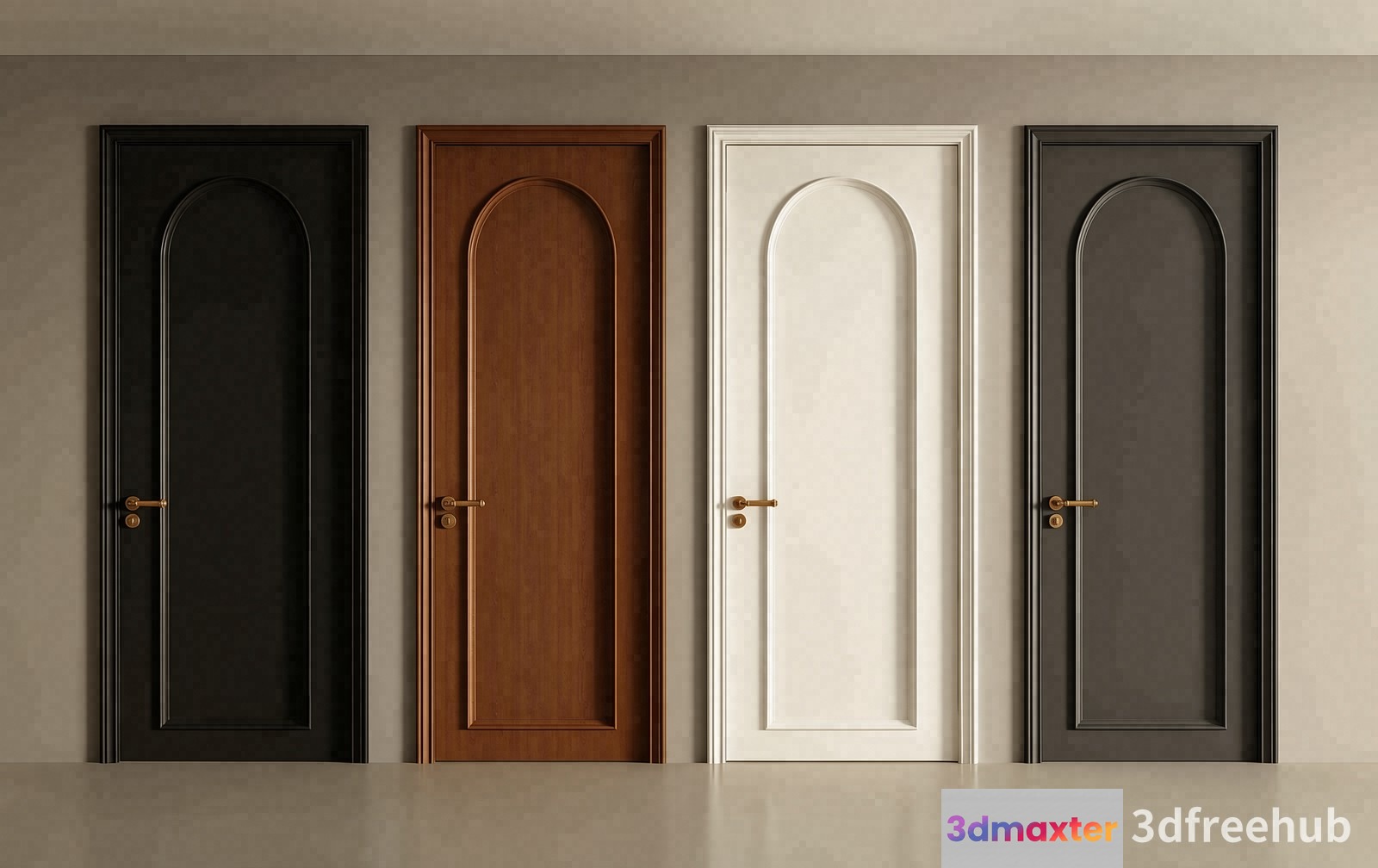 Four Doors With Different Styles And Colors 3D Model - 22865 - VRAY Render