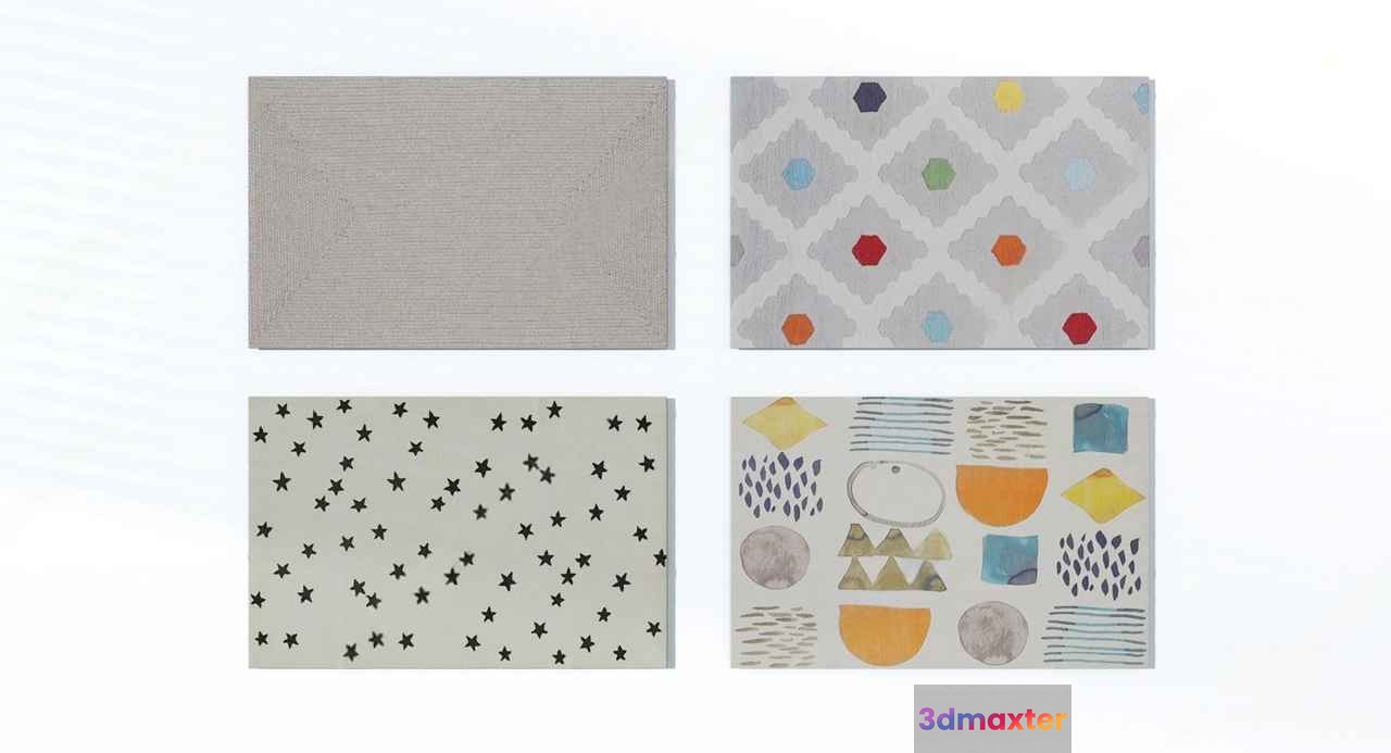 Four Rugs 3D Model - 6100 - VRAY Render