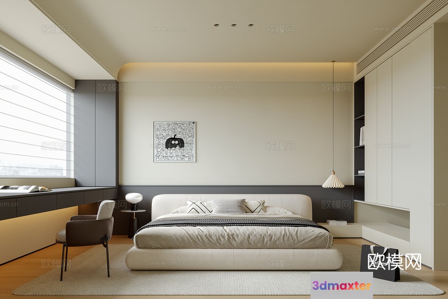 Cozy Modern Bedroom 3D Model - 3644 - CORONA Render