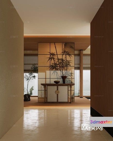 A Japanese-Style Room With A Low Table 3D Model - 12151 - VRAY Render