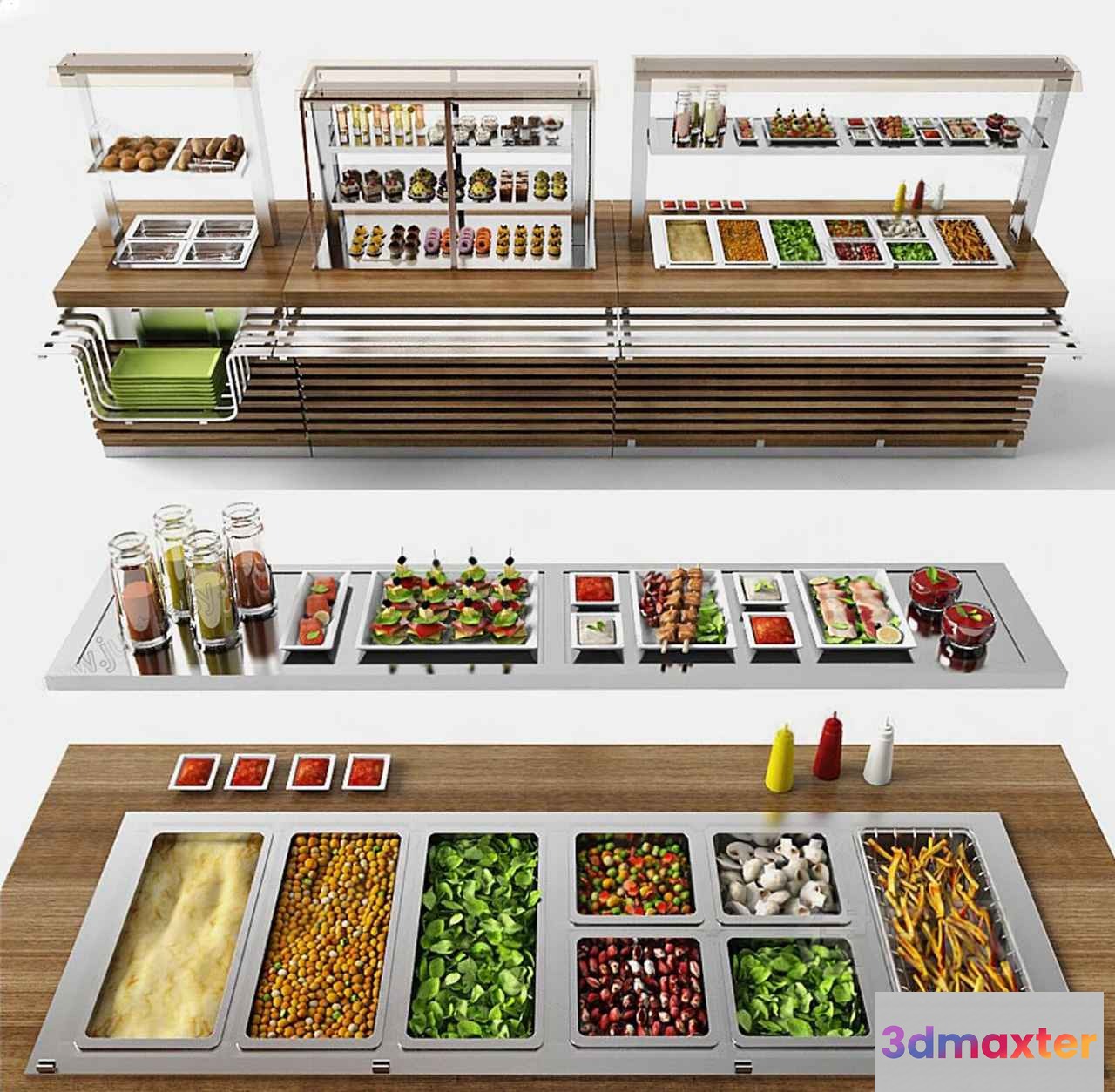 Modern Food Display 3D Model - 6439 - VRAY Render