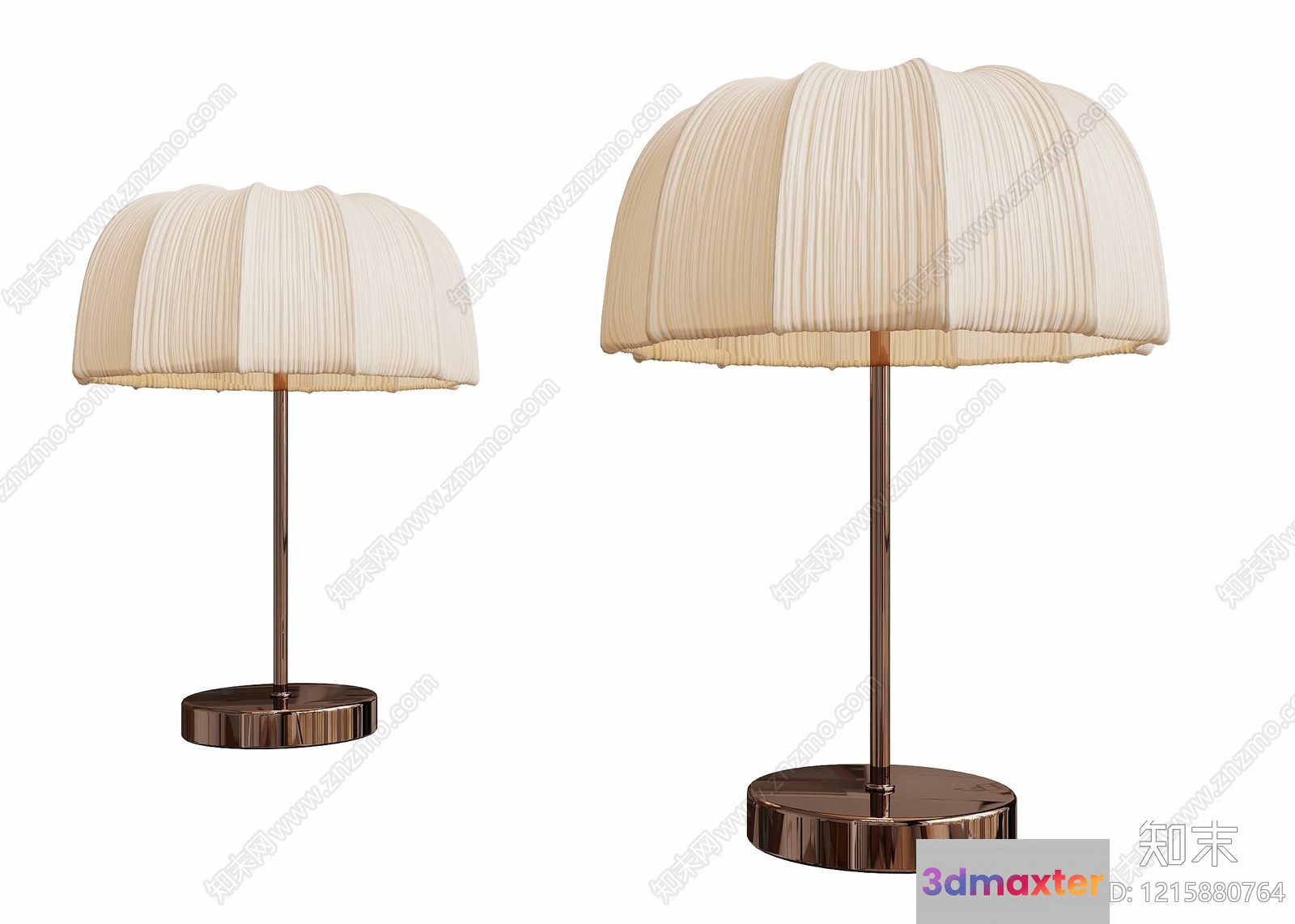 A Table Lamp With A Pleated Shade 3D Model - 10656 - VRAY Render