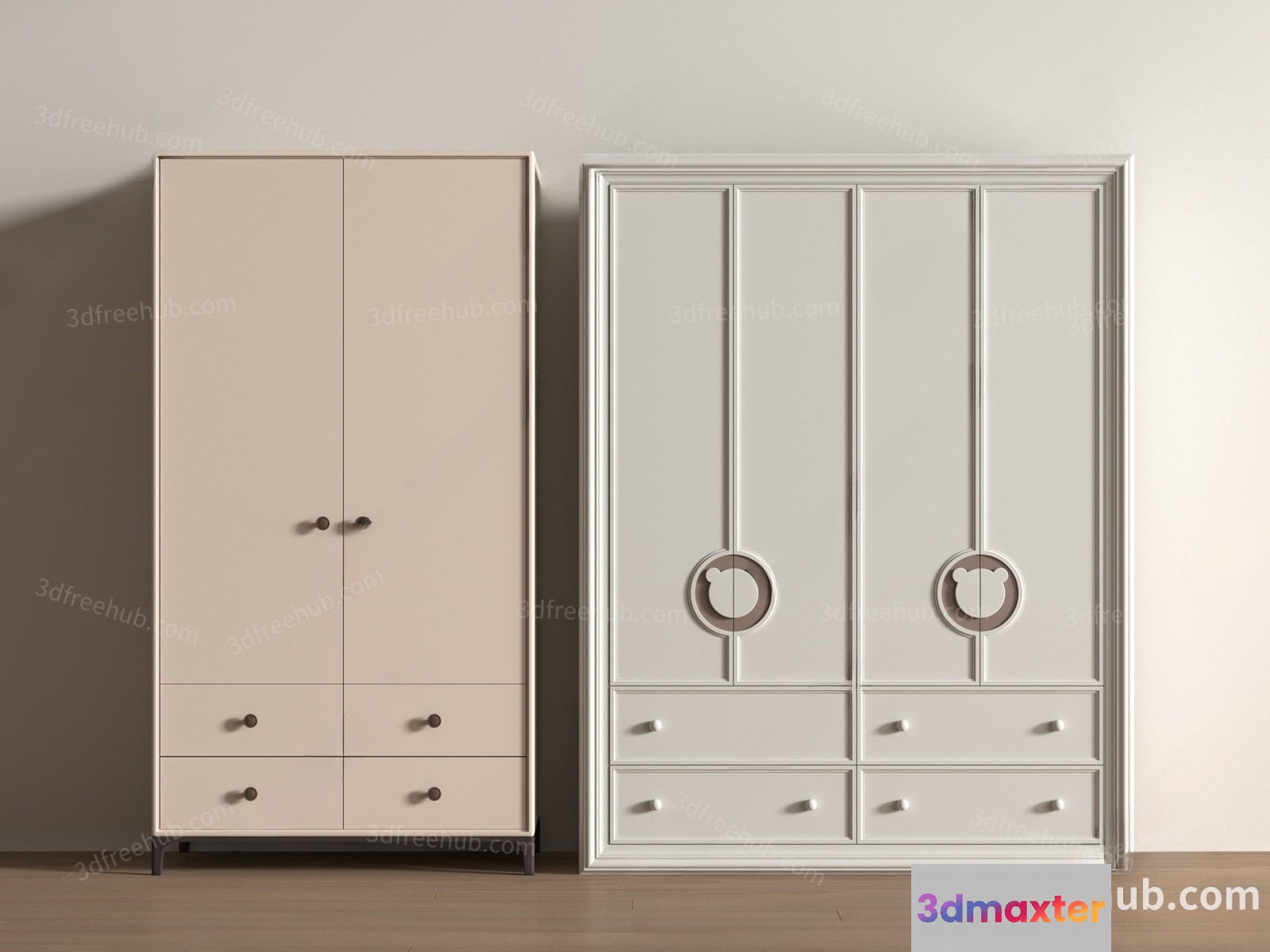 Modern White Wardrobes 3D Model - 22563 - VRAY Render