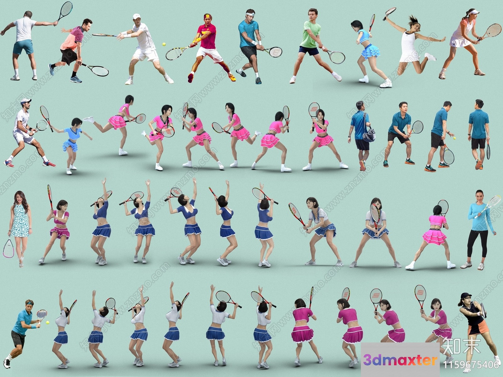 A Group Of Tennis Players 3D Model - 13913 - VRAY Render