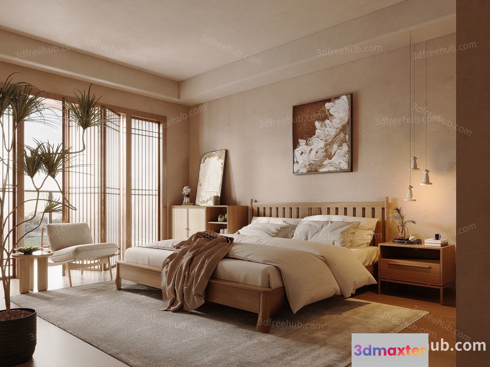 Cozy Bedroom 3D Model - 20192 - VRAY Render