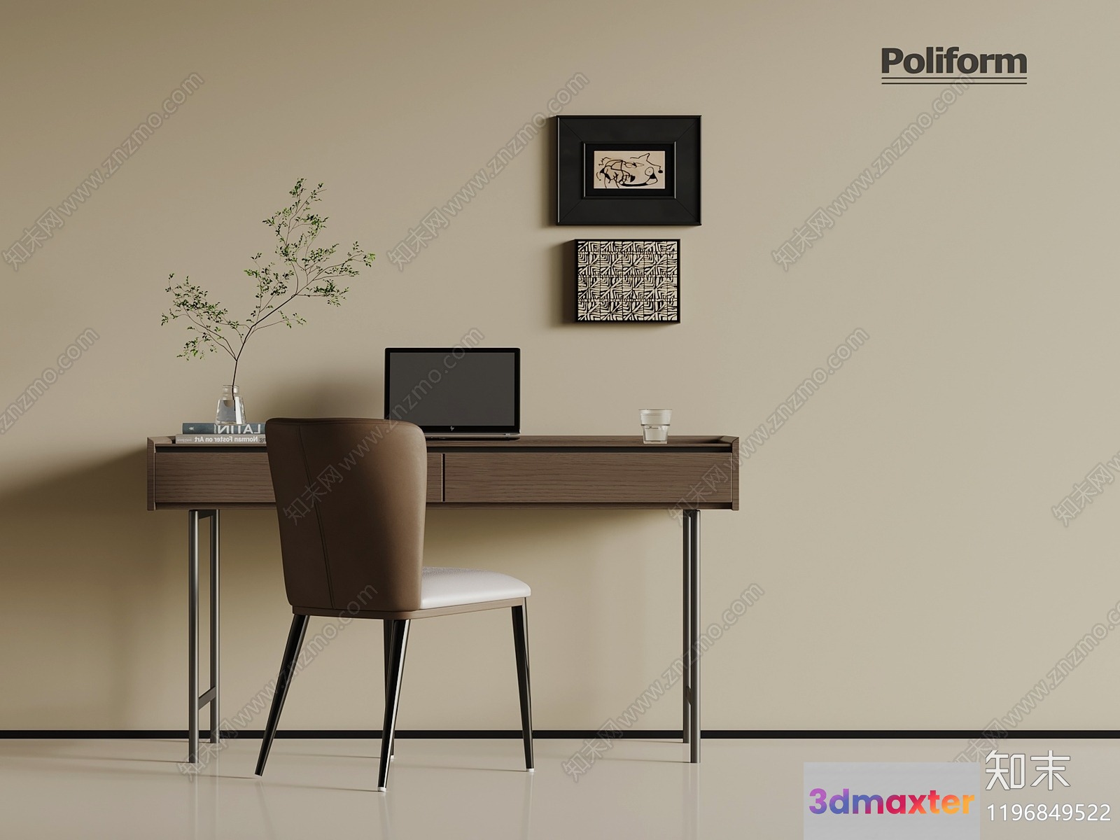 Modern Office Desk 3D Model - 17293 - VRAY Render
