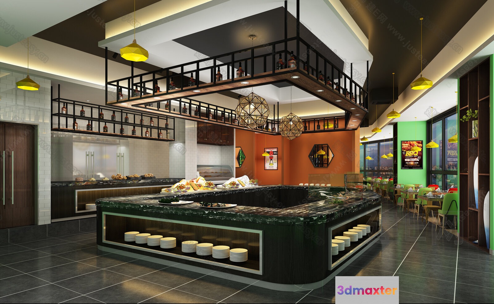 Modern Buffet Counter 3D Model - 3144 - VRAY Render