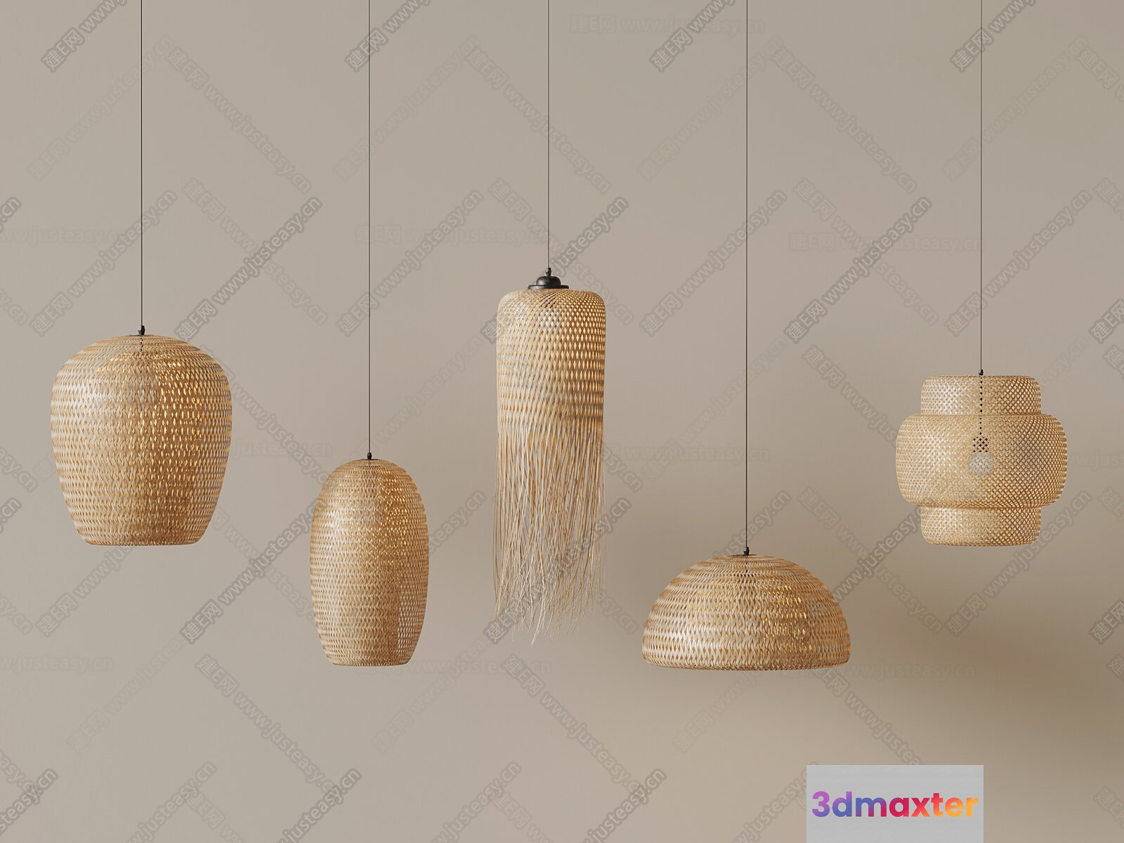 Rattan Light Fixtures 3D Model - 21181 - VRAY Render