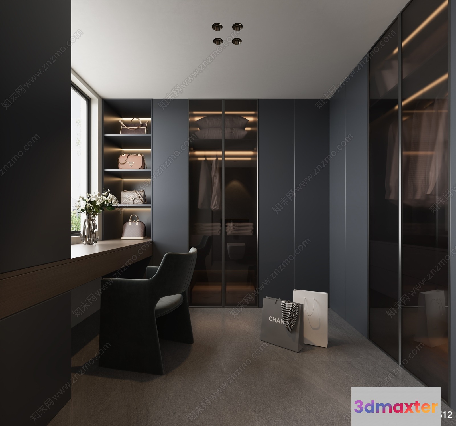Modern Walk-In Closet 3D Model - 10682 - CORONA Render