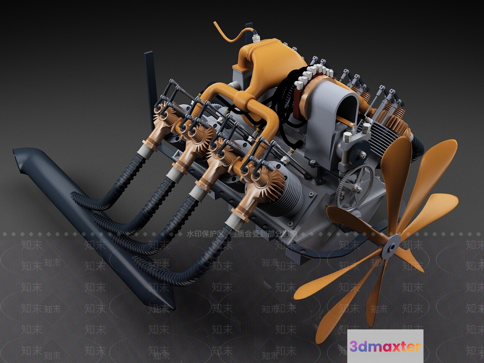 Modern Engine Design 3D Model - 3488 - VRAY Render