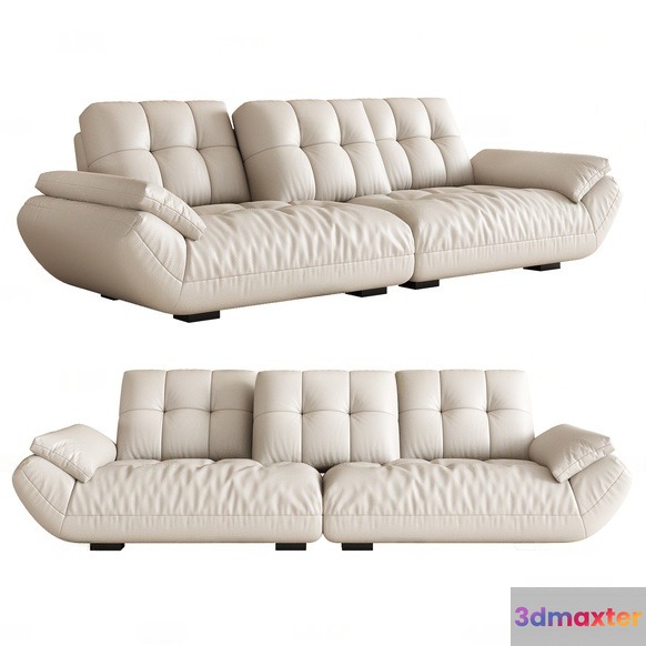 Cream Leather Sofa 3D Model - 6266 - CORONA Render