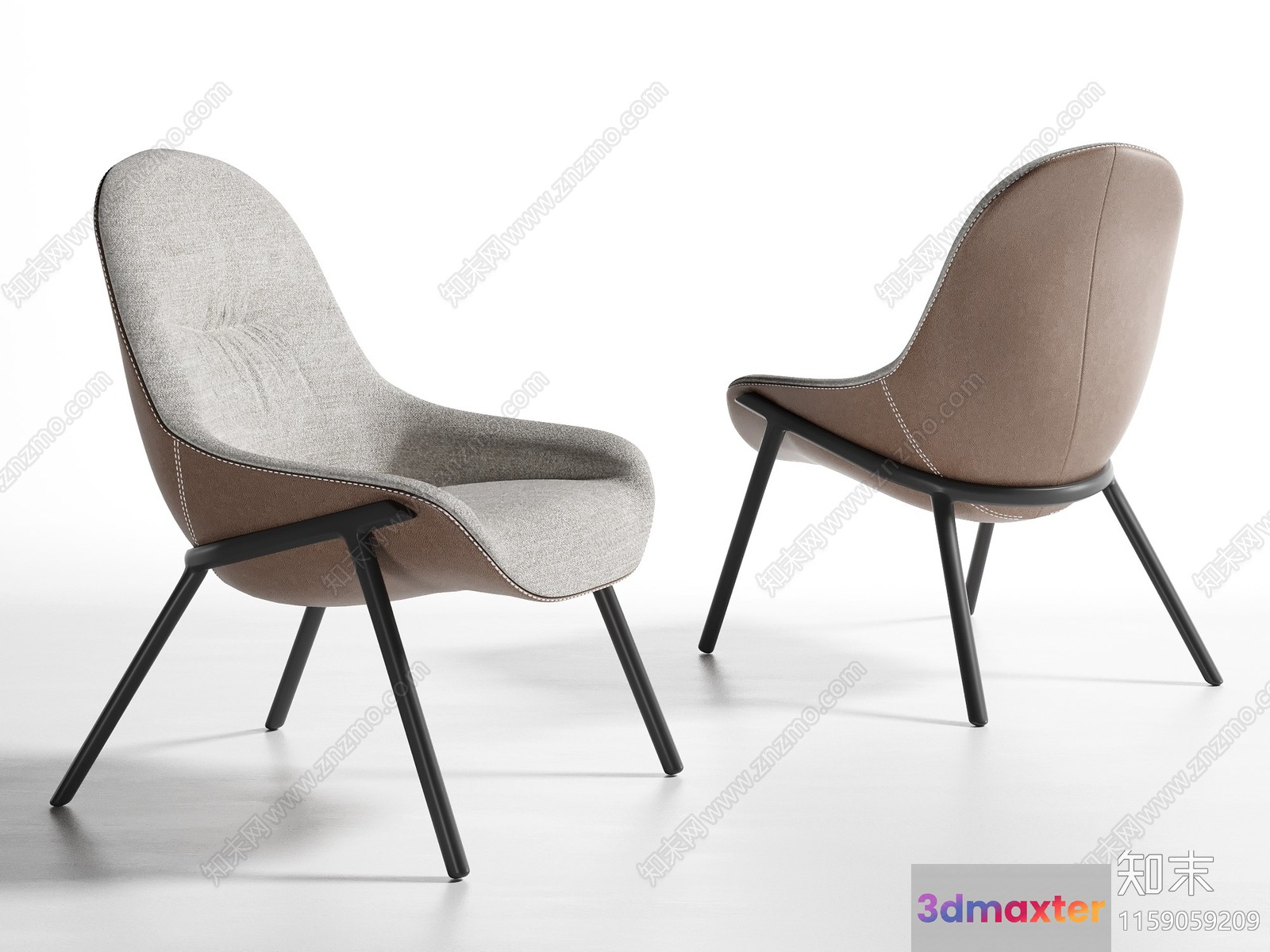 Modern Grey Chairs 3D Model - 19029 - CORONA Render