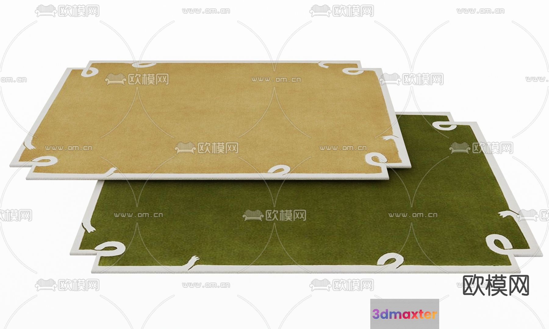 A Stack Of Two Rugs 3D Model - 689 - VRAY Render