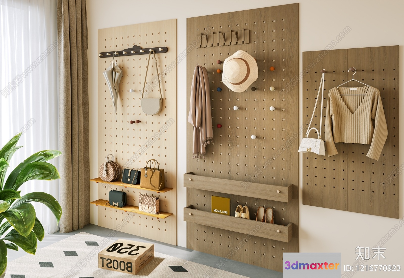 A Pegboard With Accessories 3D Model - 18443 - VRAY Render