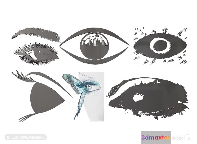 A Collection Of Various Eye Illustrations 3D Model - 2518 - VRAY Render