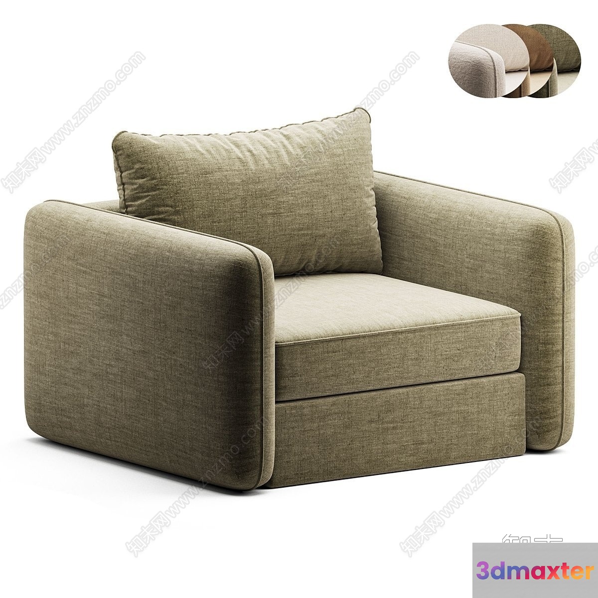 Light Brown Armchair 3D Model - 20451 - VRAY Render