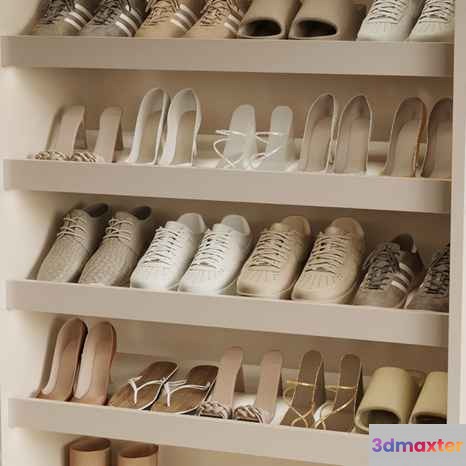 Shelves Of Shoes 3D Model - 2633 - VRAY Render
