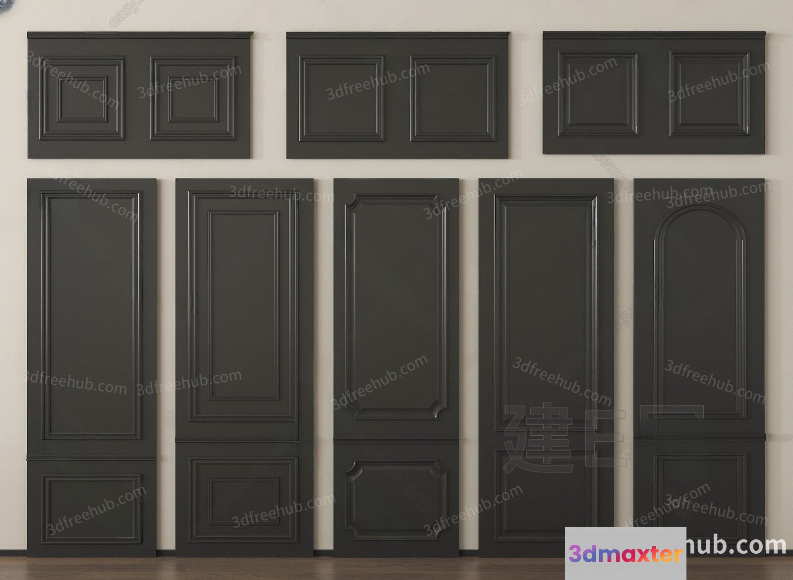 Black Cabinet Doors 3D Model - 23257 - VRAY Render