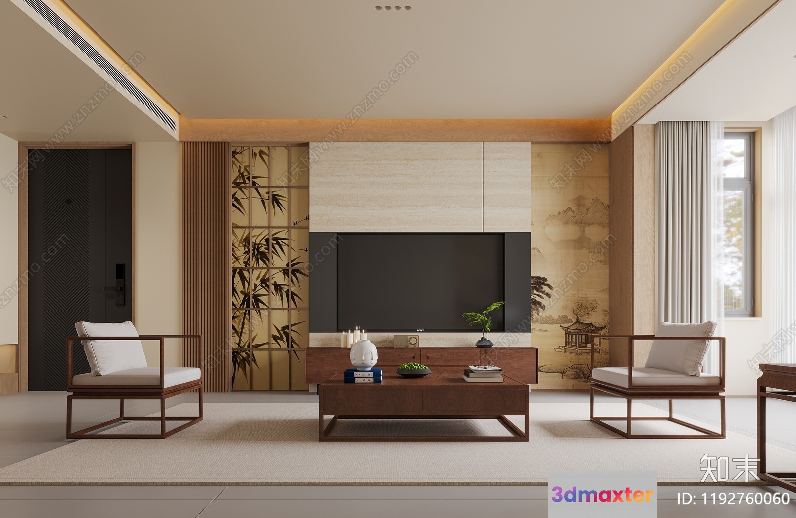 Modern Living Room 3D Model - 486 - CORONA Render