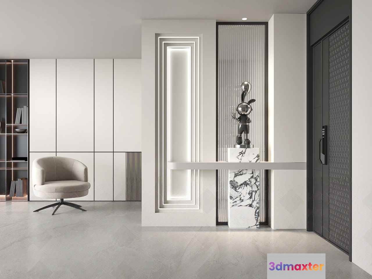 Modern White And Gray Room 3D Model - 18042 - VRAY Render