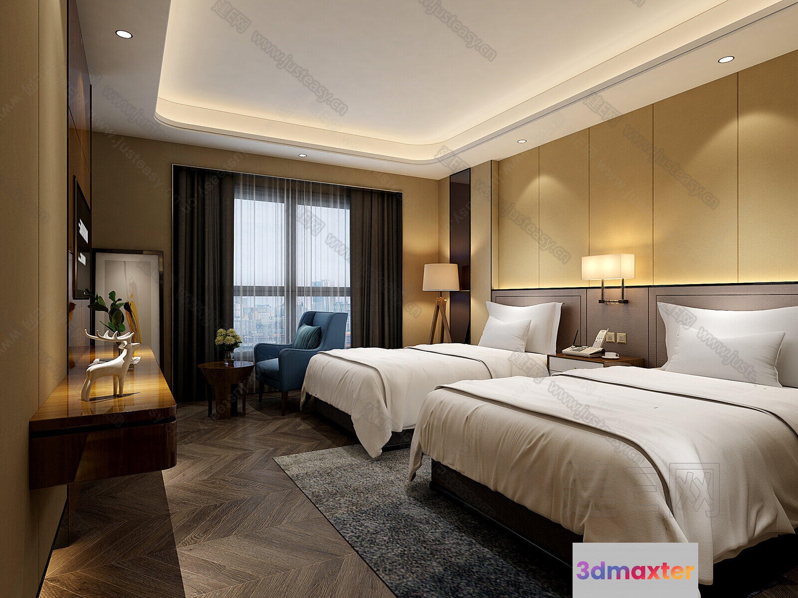 Cozy Hotel Room 3D Model - 19538 - VRAY Render