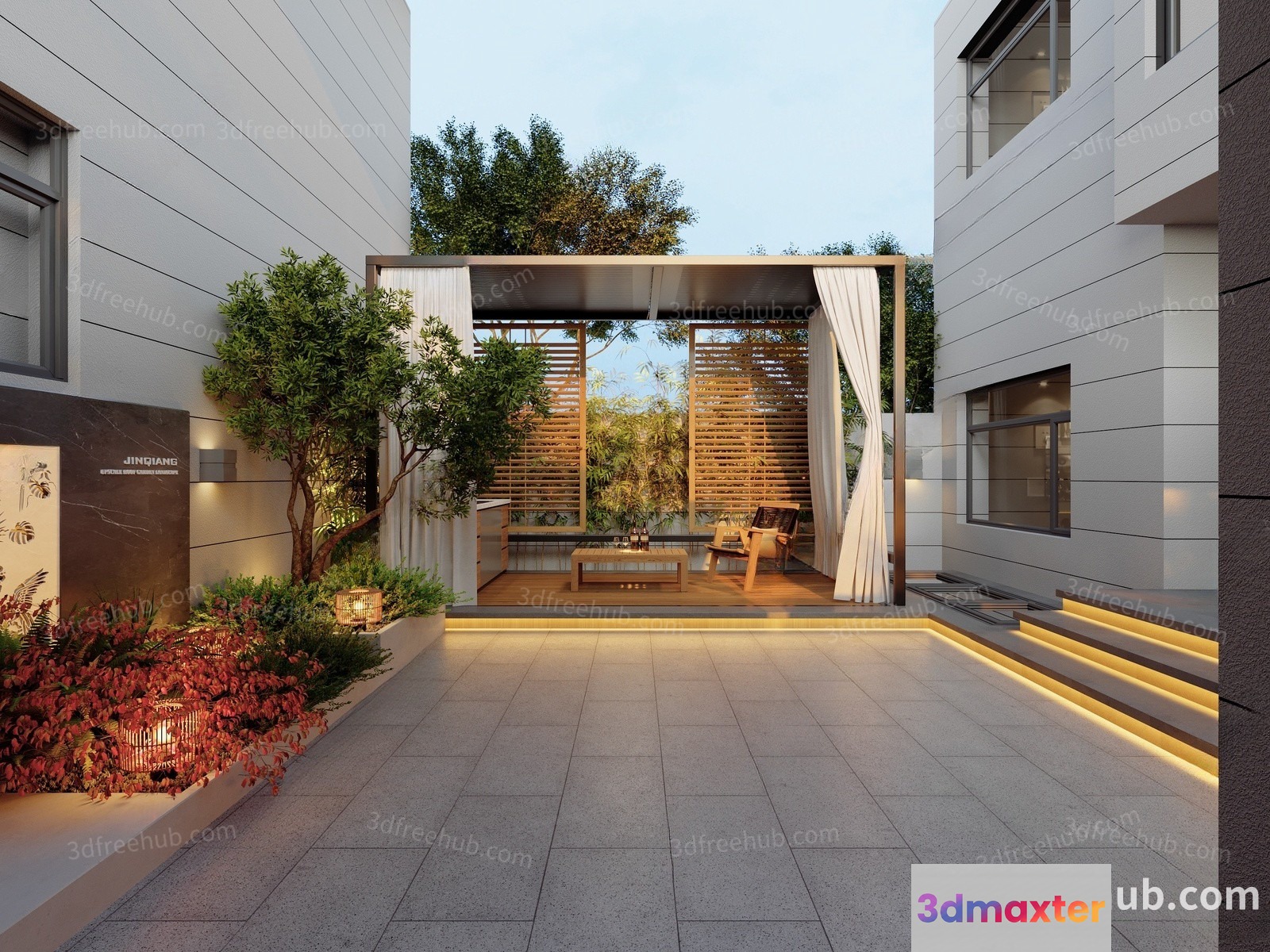 Modern Outdoor Seating Area 3D Model - 21781 - VRAY Render