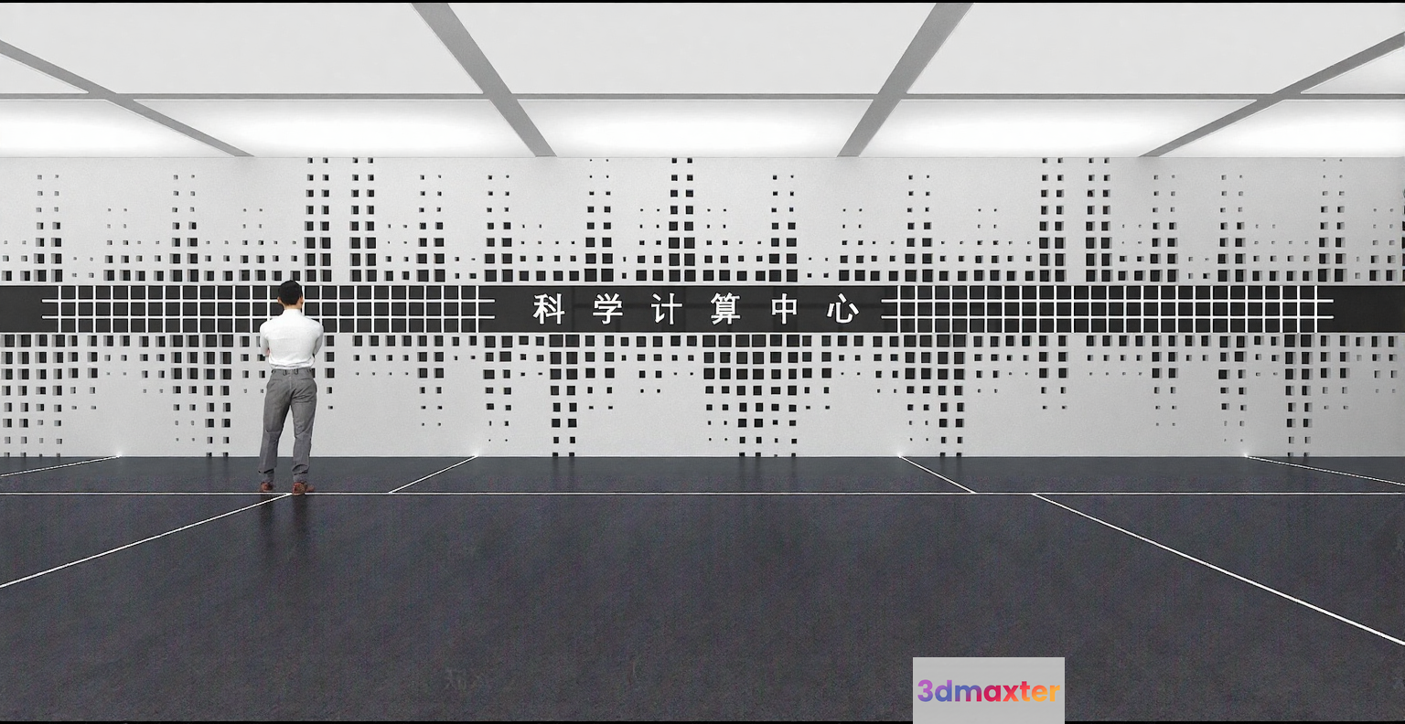 The Main Subject Is A Man Standing In Front Of A Wall With Chinese Characters 3D Model - 16708 - VRAY Render