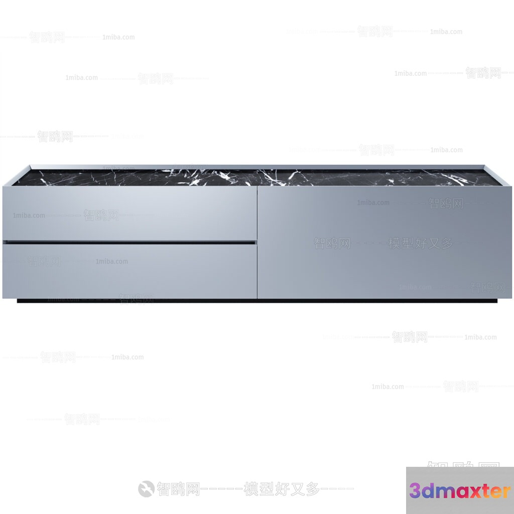 Modern Grey Cabinet With Drawer 3D Model - 18662 - VRAY Render