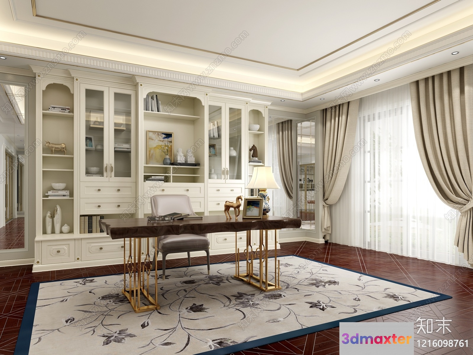 A Beige And Brown Rug 3D Model - 11961 - VRAY Render