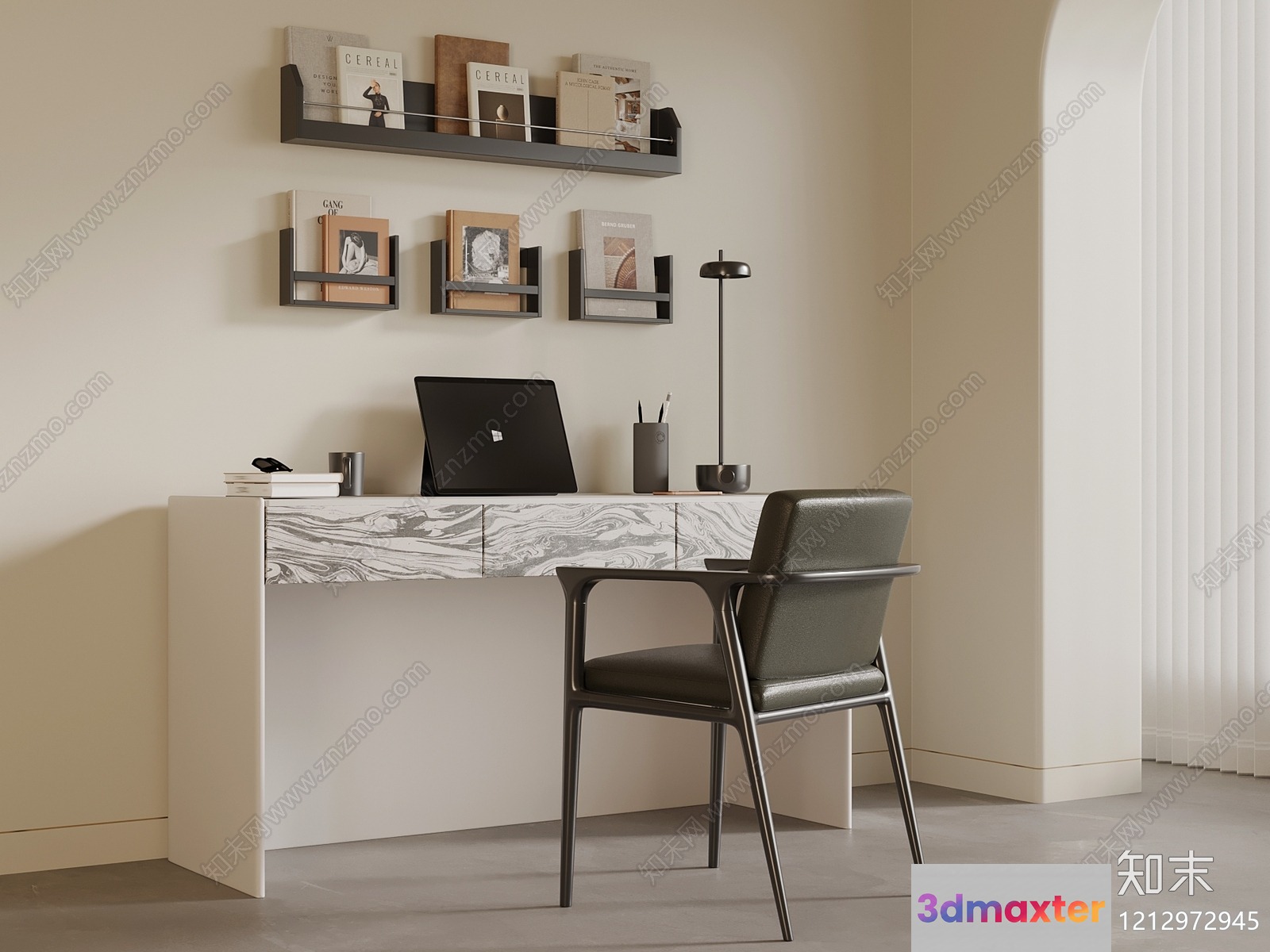 Modern Home Office 3D Model - 7580 - VRAY Render