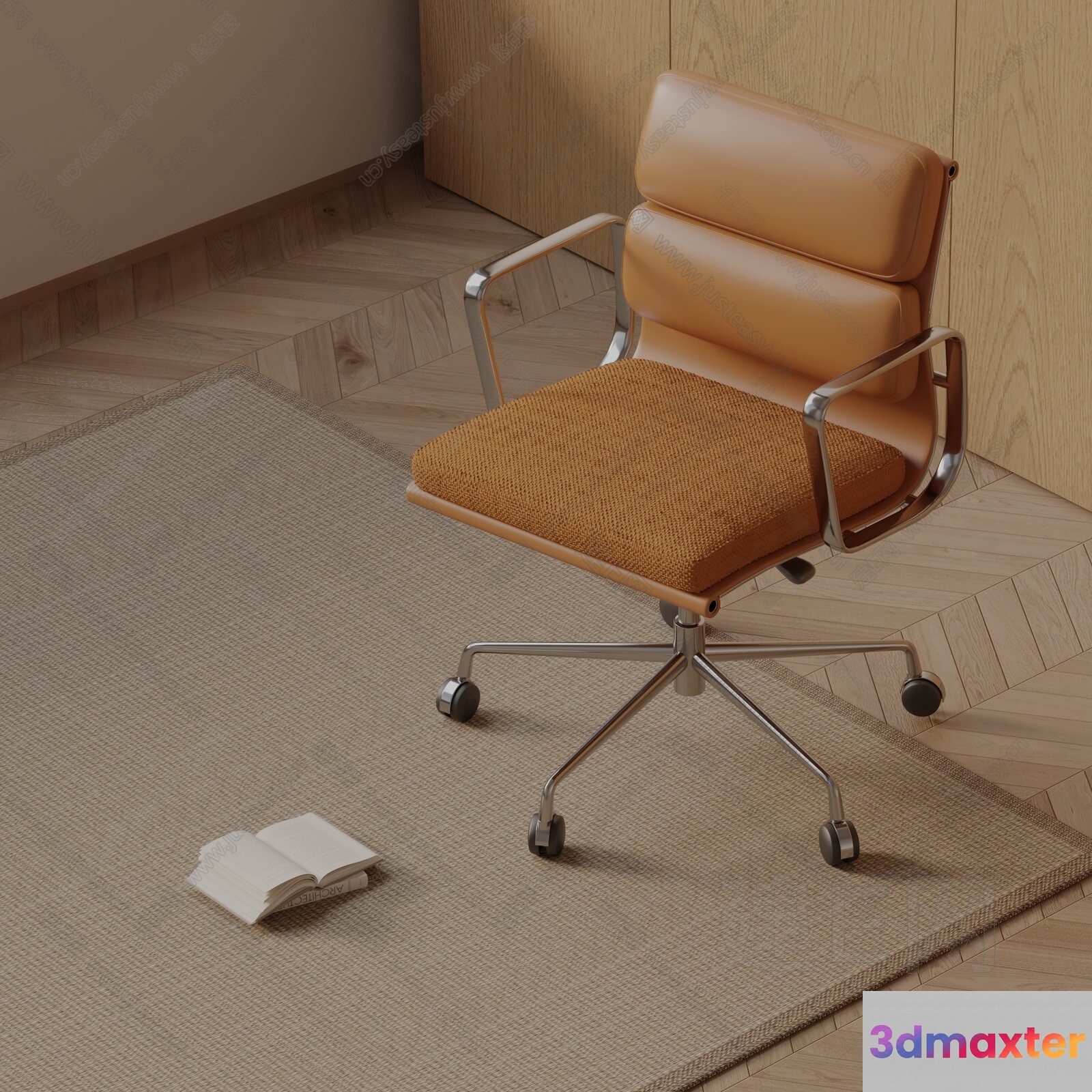 A Tan Office Chair 3D Model - 9681 - VRAY Render
