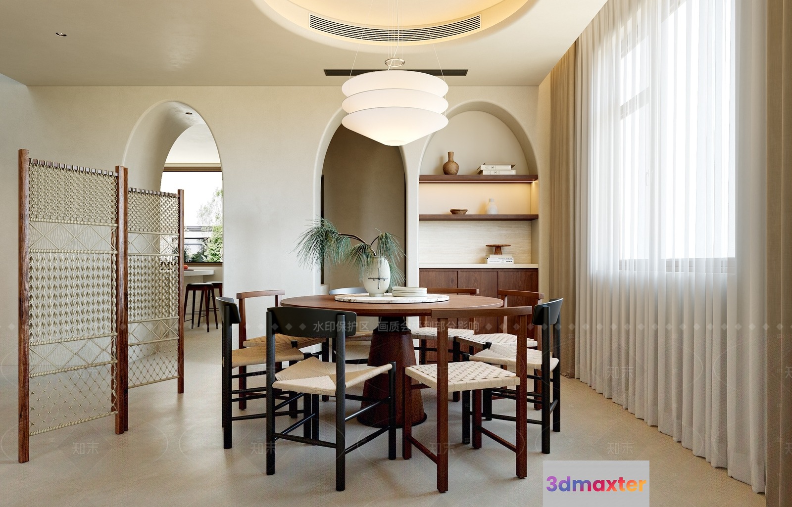 Modern Dining Room 3D Model - 2007 - VRAY Render