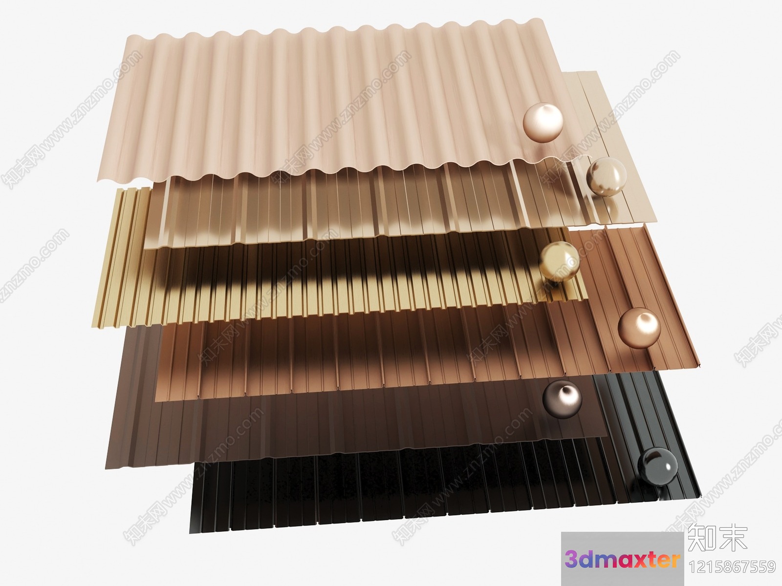 A Stack Of Metal Roofing Sheets 3D Model - 10193 - VRAY Render