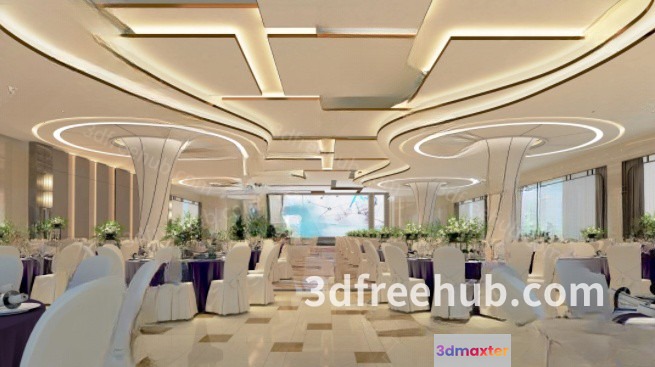 Modern Banquet Hall 3D Model - 22408 - VRAY Render
