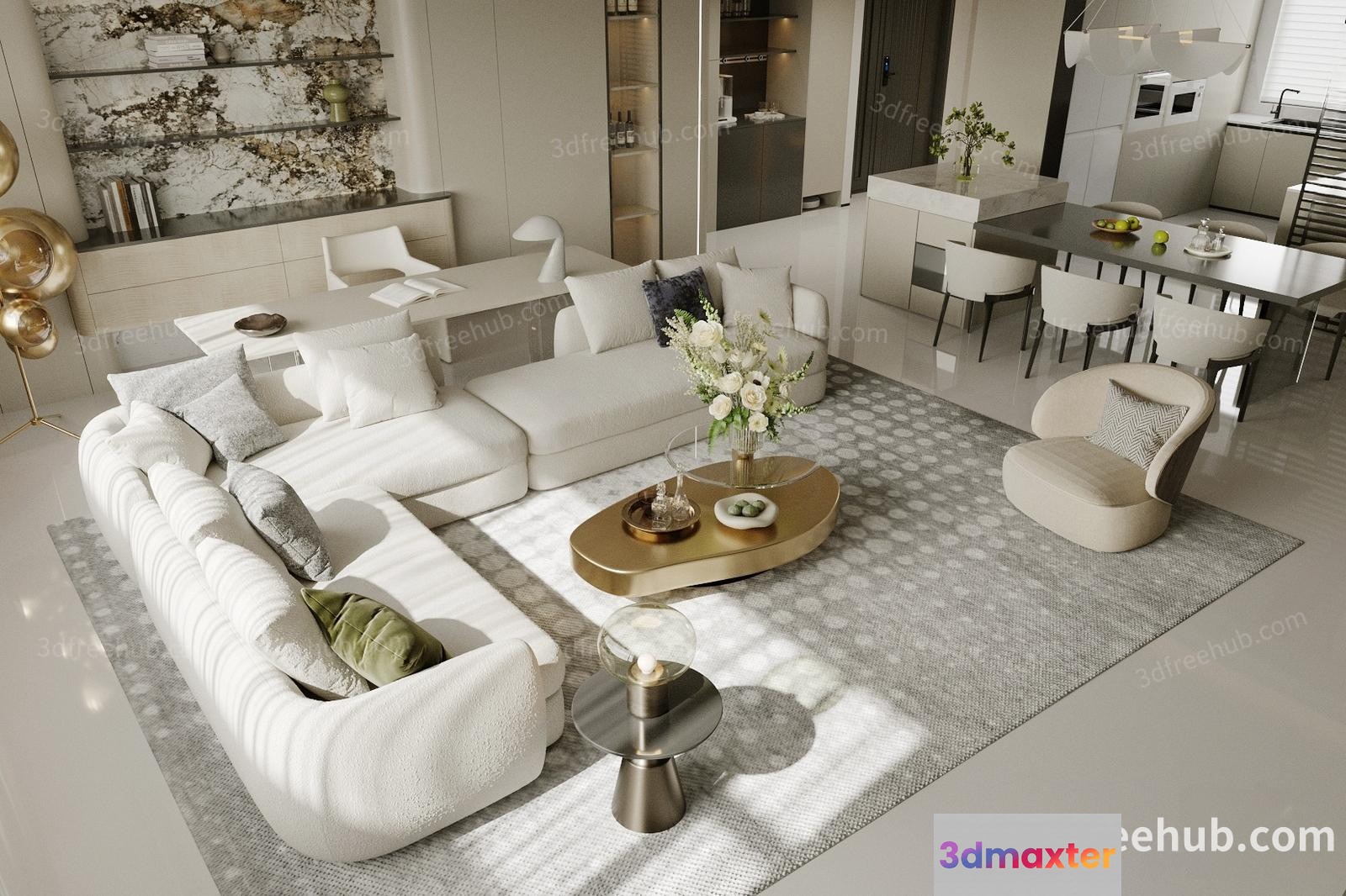 Modern Living Room 3D Model - 21087 - VRAY Render