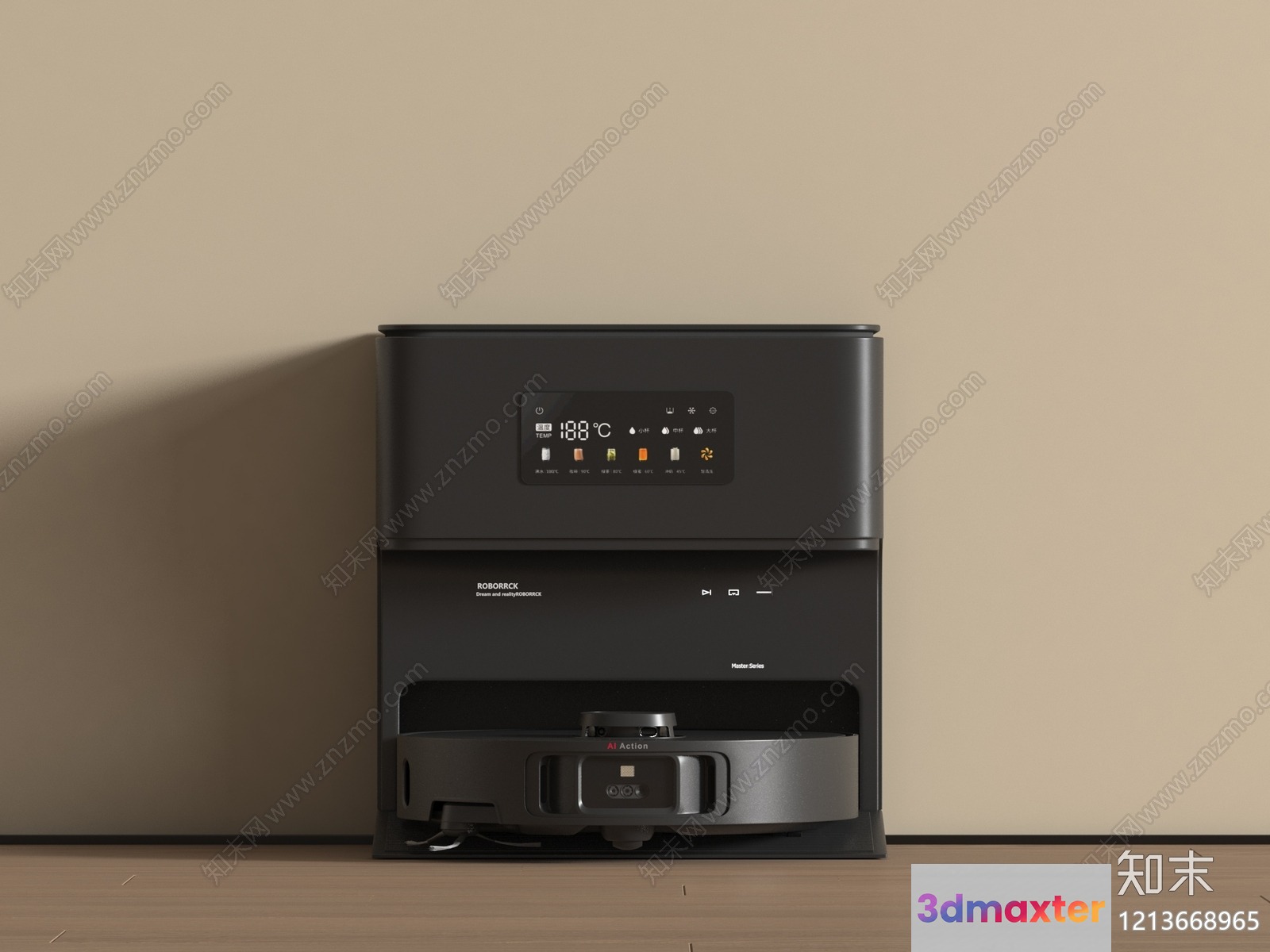 A Modern Black Robot Vacuum Cleaner 3D Model - 16491 - VRAY Render