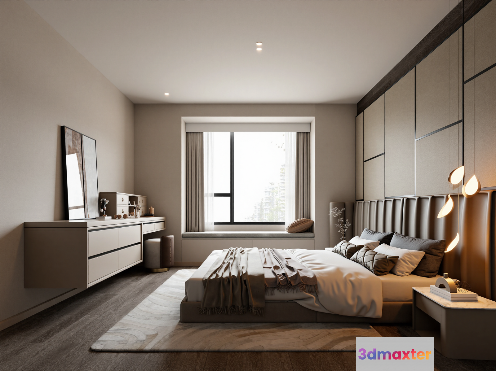 Cozy Modern Bedroom 3D Model - 15249 - VRAY Render