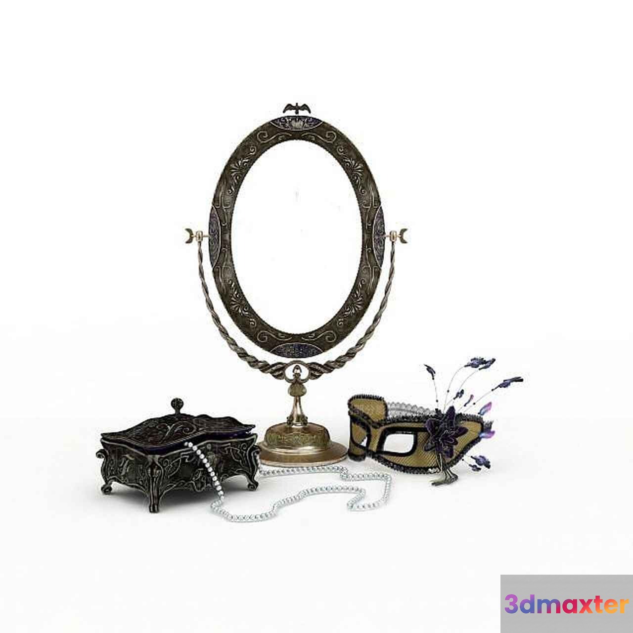 A Vintage Mirror 3D Model - 7018 - VRAY Render