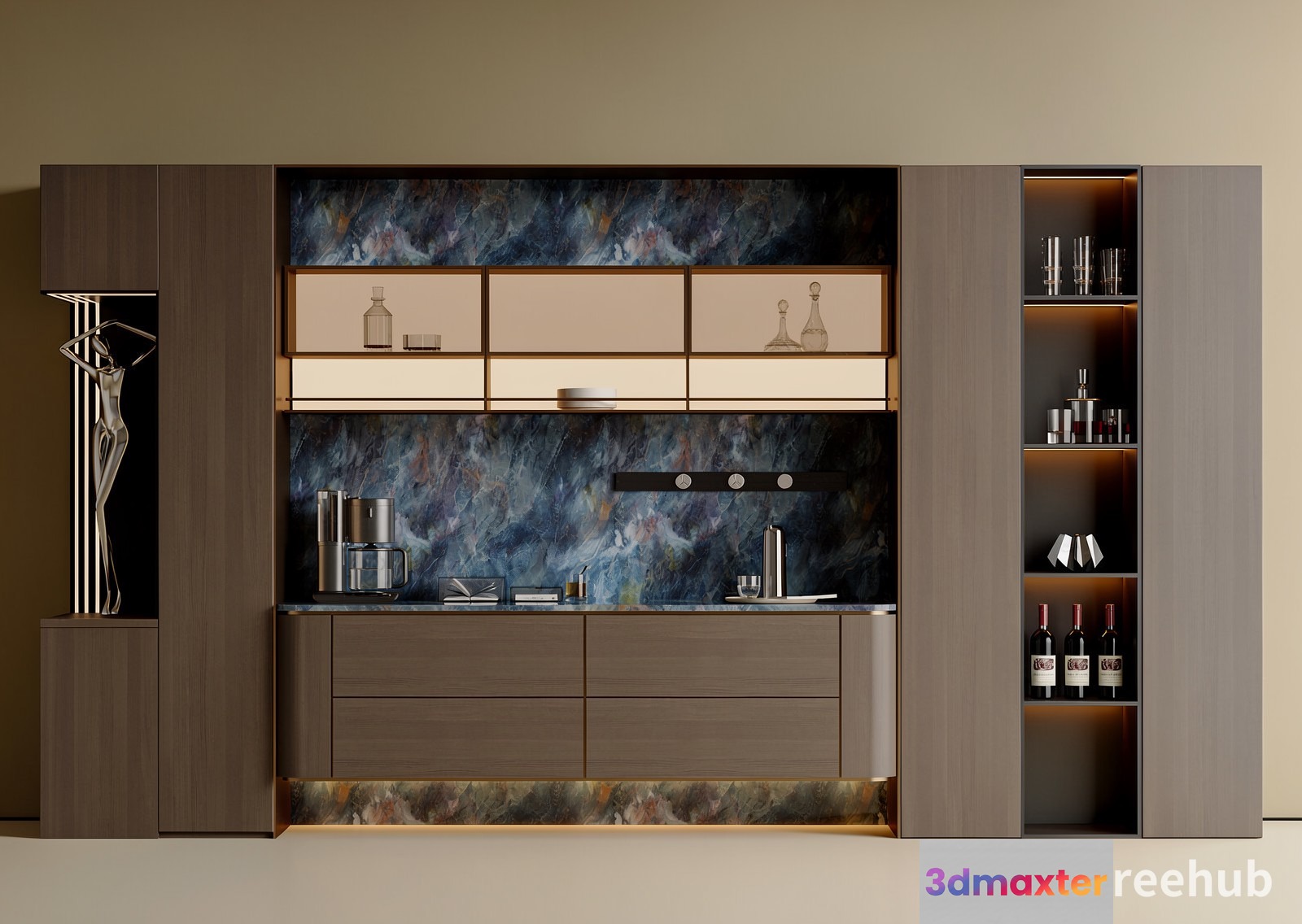 Modern Kitchen Design 3D Model - 19596 - VRAY Render