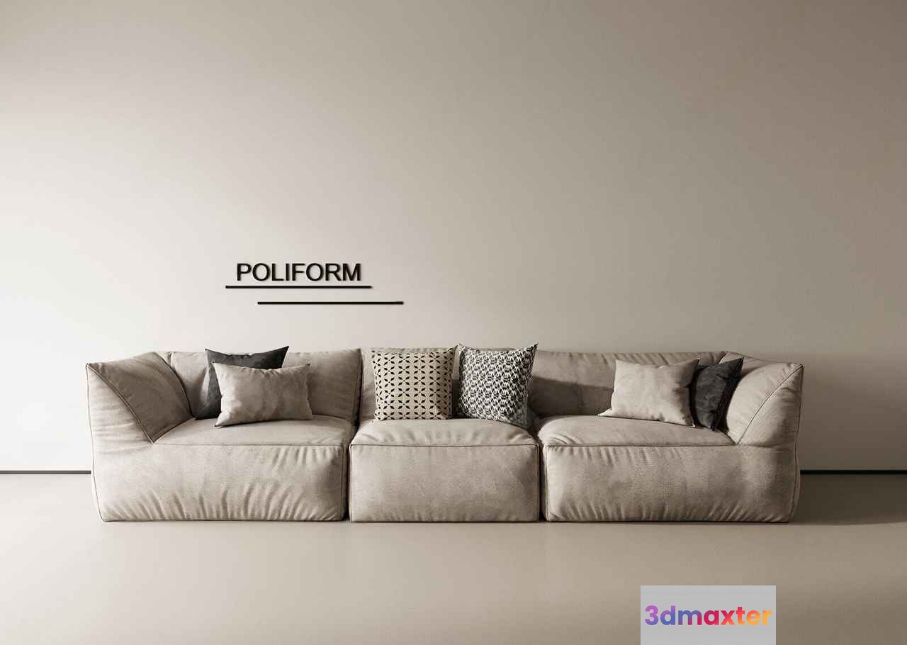 A Beige Couch 3D Model - 8711 - CORONA Render