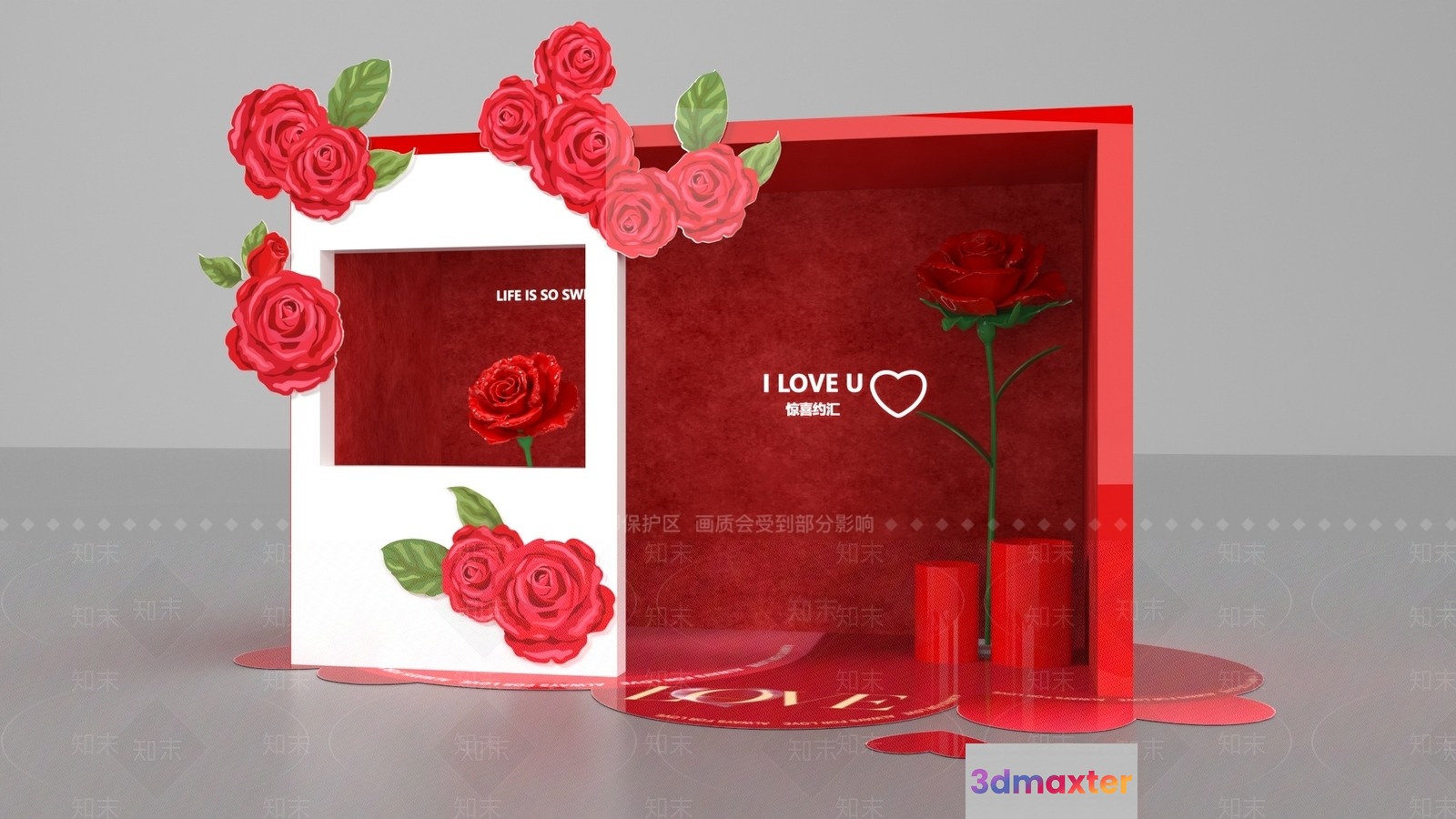 Red Rose Box 3D Model - 9229 - VRAY Render