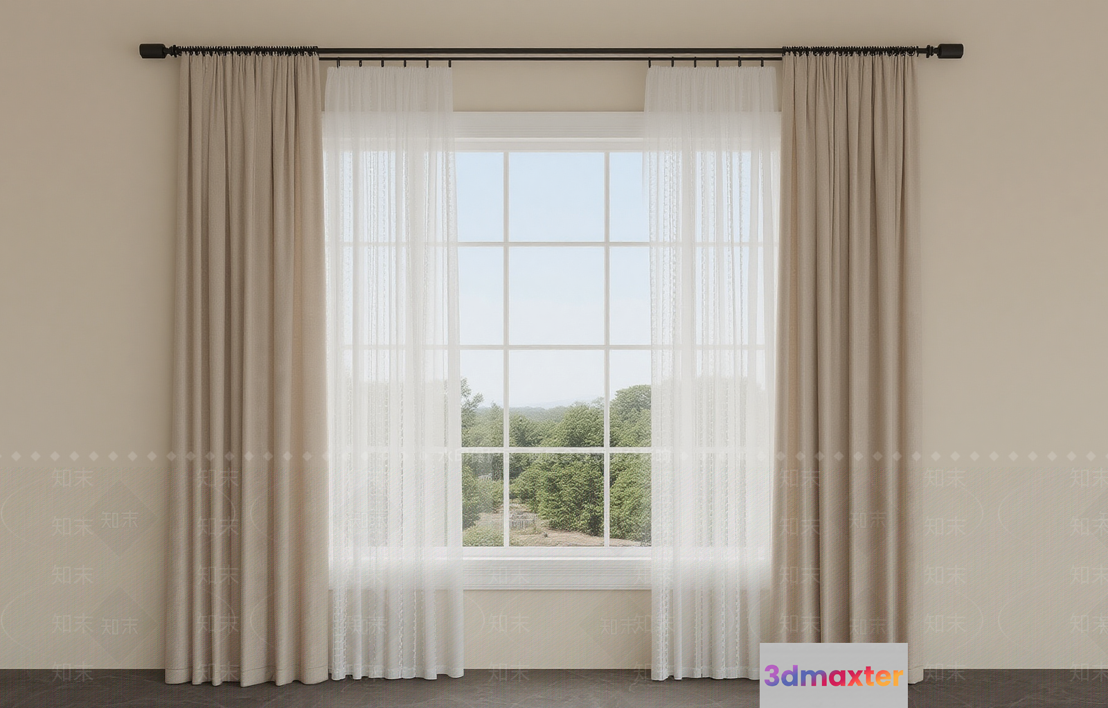 White Curtains 3D Model - 20752 - VRAY Render
