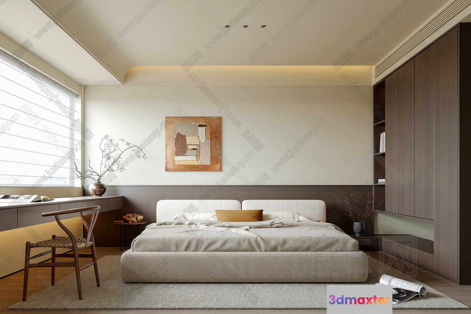 Cozy Modern Bedroom 3D Model - 4070 - VRAY Render