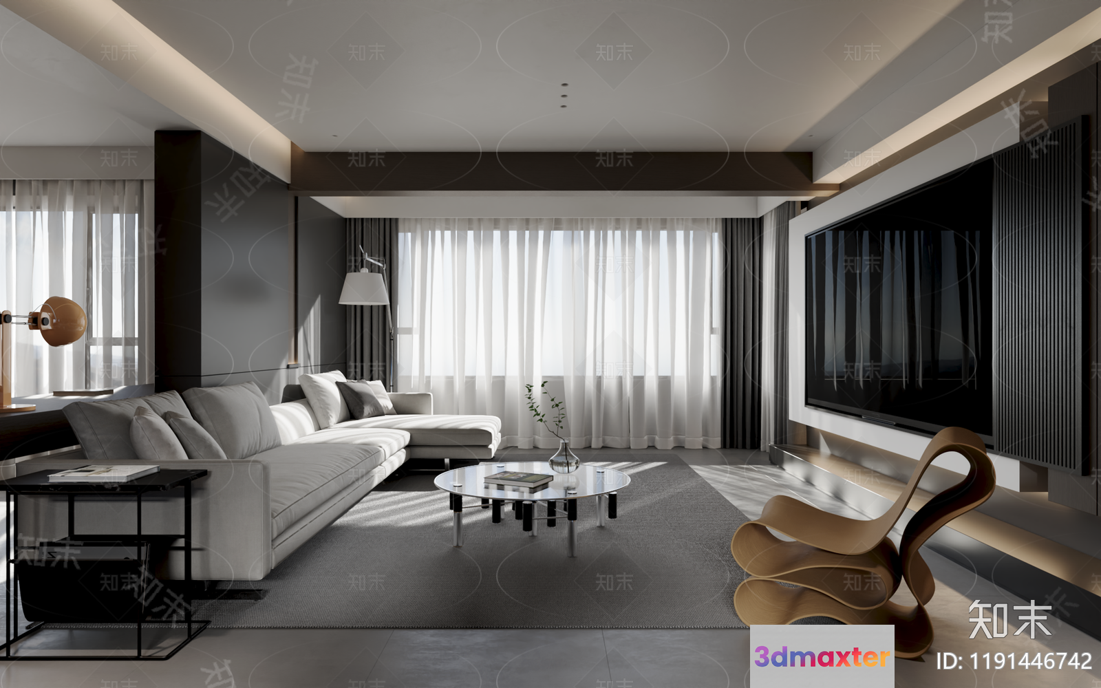 Modern Living Room 3D Model - 9123 - CORONA Render